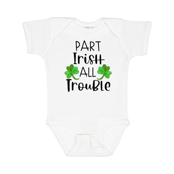 Inktastic Part Irish All Trouble St. Patrick's Day with Green Clovers Boys or Girls Baby Bodysuit