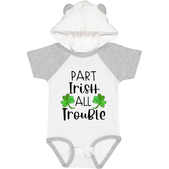 Inktastic Part Irish All Trouble St. Patrick's Day with Green Clovers Boys or Girls Baby Bodysuit