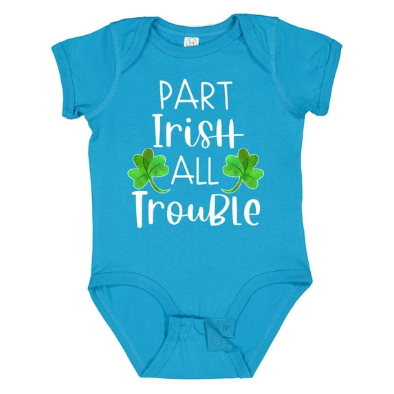 Inktastic Part Irish All Trouble St. Patrick's Day with Green Clovers Boys or Girls Baby Bodysuit