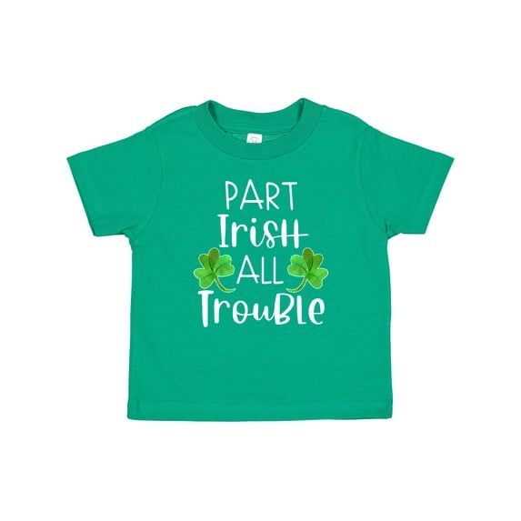 Inktastic Part Irish All Trouble St. Patrick's Day with Green Clovers Boys or Girls Baby T-Shirt