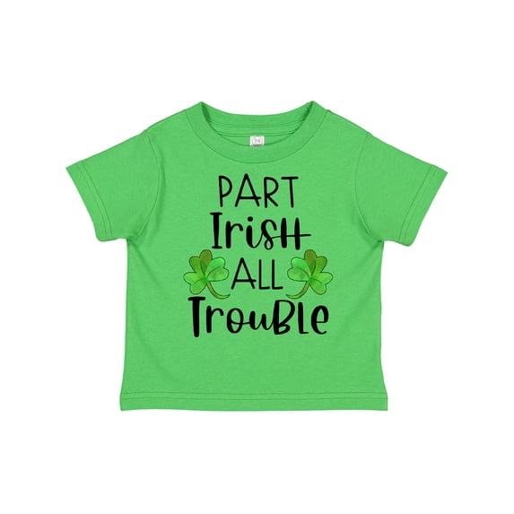 Inktastic Part Irish All Trouble St. Patrick's Day with Green Clovers Boys or Girls Toddler T-Shirt
