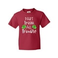thumbnail image 1 of Inktastic Part Irish All Trouble St. Patrick's Day with Green Clovers Youth T-Shirt, 1 of 5