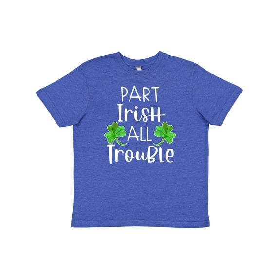 Inktastic Part Irish All Trouble St. Patrick's Day with Green Clovers Youth T-Shirt