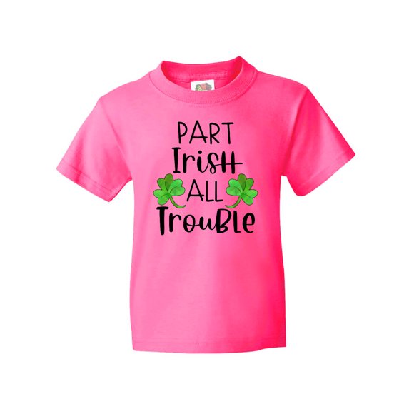 Inktastic Part Irish All Trouble St. Patrick's Day with Green Clovers Youth T-Shirt