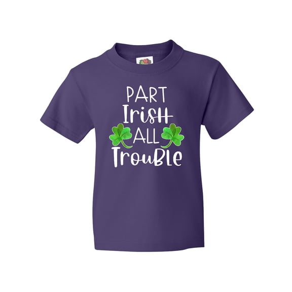 Inktastic Part Irish All Trouble St. Patrick's Day with Green Clovers Youth T-Shirt