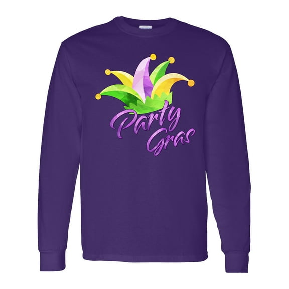 Inktastic Party Gras Mardi Gras Jester Hat Long Sleeve T-Shirt