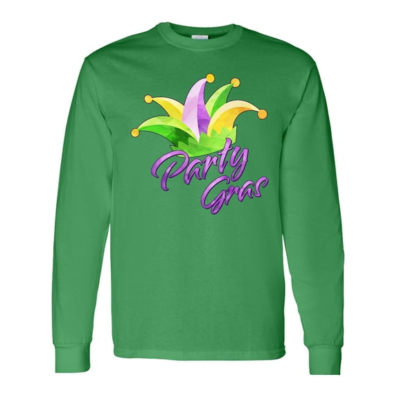 Inktastic Party Gras Mardi Gras Jester Hat Long Sleeve T-Shirt