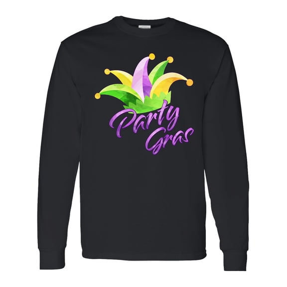 Inktastic Party Gras Mardi Gras Jester Hat Long Sleeve T-Shirt