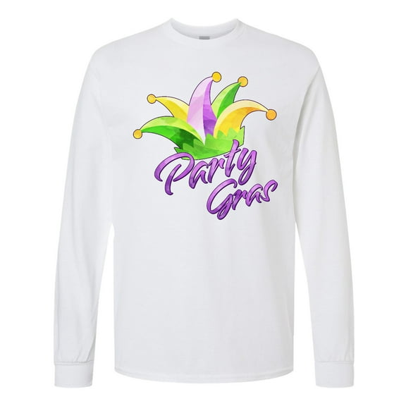 Inktastic Party Gras Mardi Gras Jester Hat Long Sleeve T-Shirt