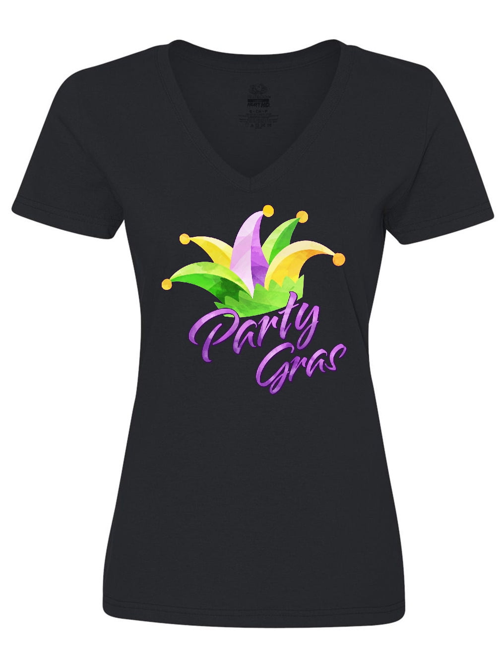 Inktastic Party Gras Mardi Gras Jester Hat Women's V-Neck T-Shirt -  Walmart.com, image size:1008x1344