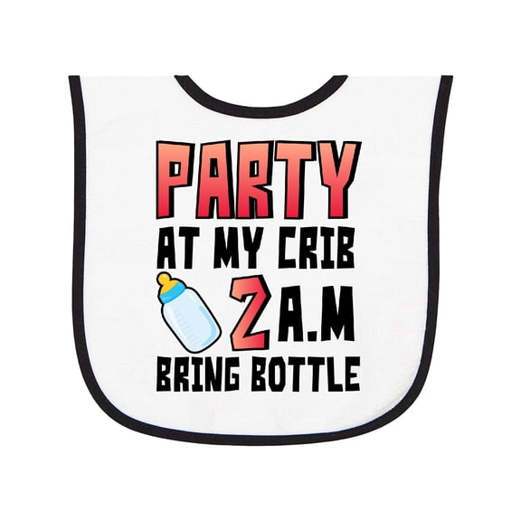 Inktastic Party at My Crib 2 A.m. Bring Bottle Baby Humor Baby Terry Cloth Bib