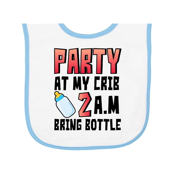Inktastic Party at My Crib 2 A.m. Bring Bottle Baby Humor Baby Terry Cloth Bib