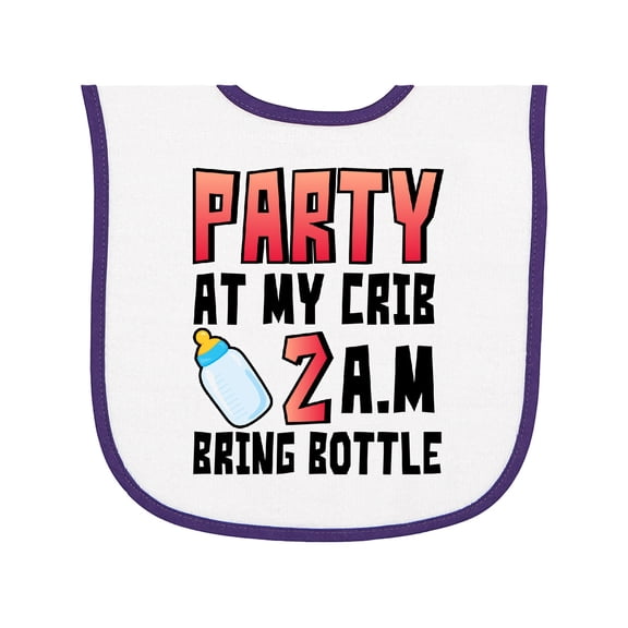 Inktastic Party at My Crib 2 A.m. Bring Bottle Baby Humor Baby Terry Cloth Bib
