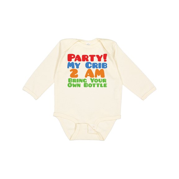 Inktastic Party at My Crib Boys or Girls Long Sleeve Baby Bodysuit