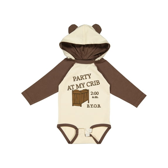 Inktastic Party at My Crib Boys or Girls Long Sleeve Baby Bodysuit