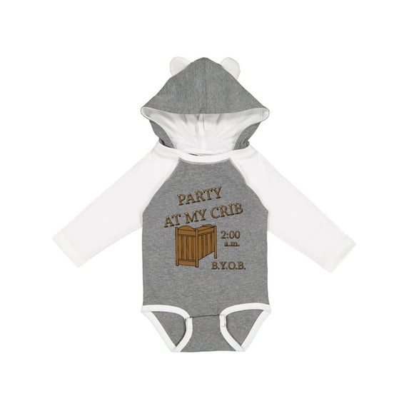 Inktastic Party at My Crib Boys or Girls Long Sleeve Baby Bodysuit