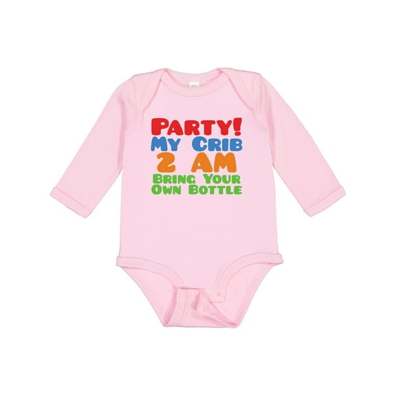Inktastic Party at My Crib Boys or Girls Long Sleeve Baby Bodysuit