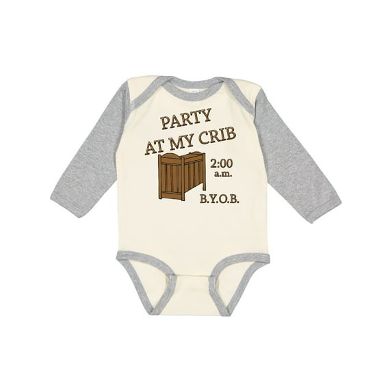 Inktastic Party at My Crib Boys or Girls Long Sleeve Baby Bodysuit