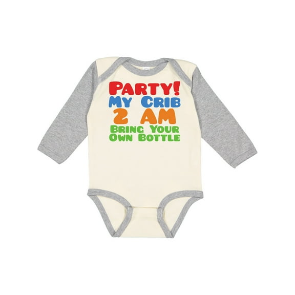 Inktastic Party at My Crib Boys or Girls Long Sleeve Baby Bodysuit