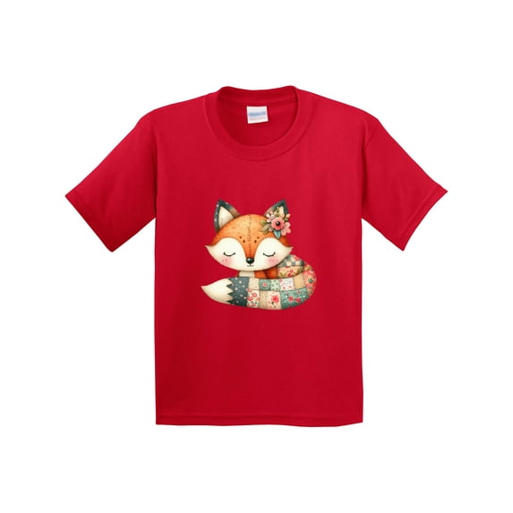Inktastic Patchwork Fox Youth T-Shirt