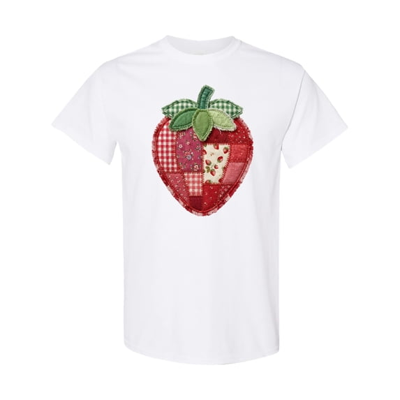Inktastic Patchwork Strawberry Design T-Shirt