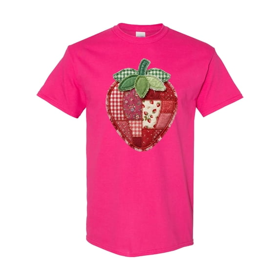 Inktastic Patchwork Strawberry Design T-Shirt