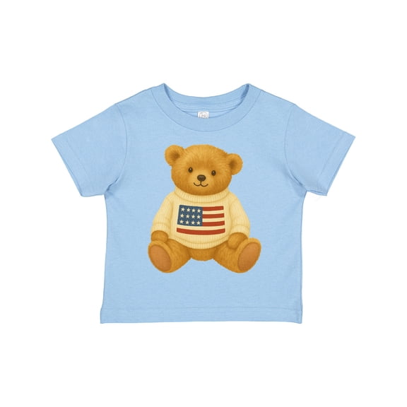 Inktastic Patriotic Bear with American Flag Sweater Boys or Girls Toddler T-Shirt