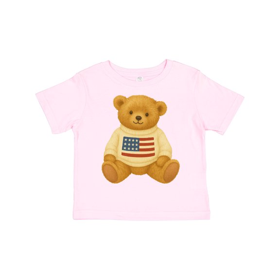 Inktastic Patriotic Bear with American Flag Sweater Boys or Girls Toddler T-Shirt