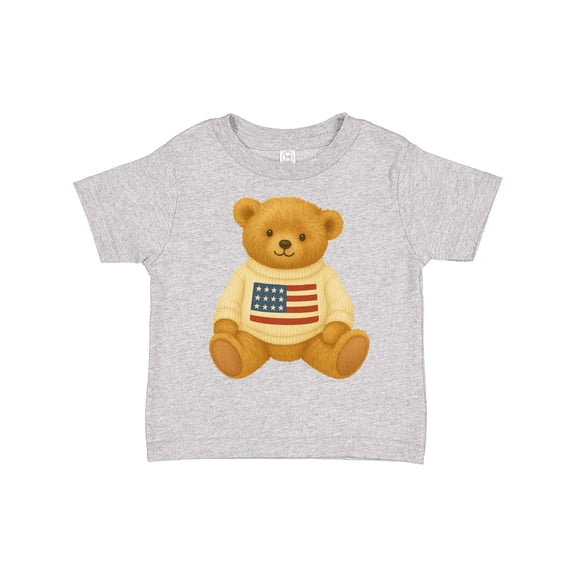 Inktastic Patriotic Bear with American Flag Sweater Boys or Girls Toddler T-Shirt