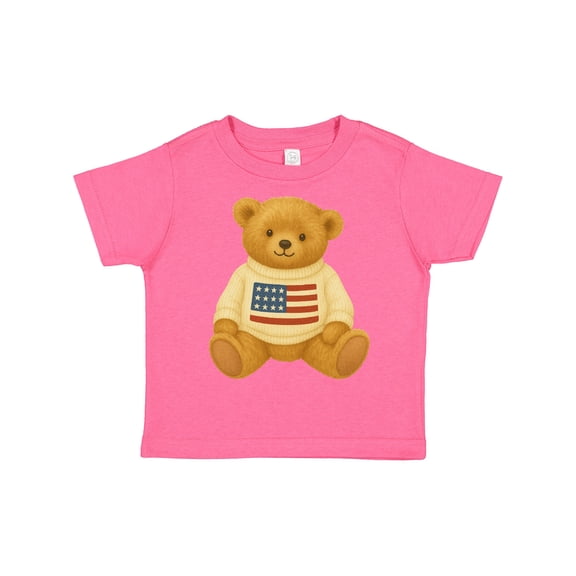 Inktastic Patriotic Bear with American Flag Sweater Boys or Girls Toddler T-Shirt
