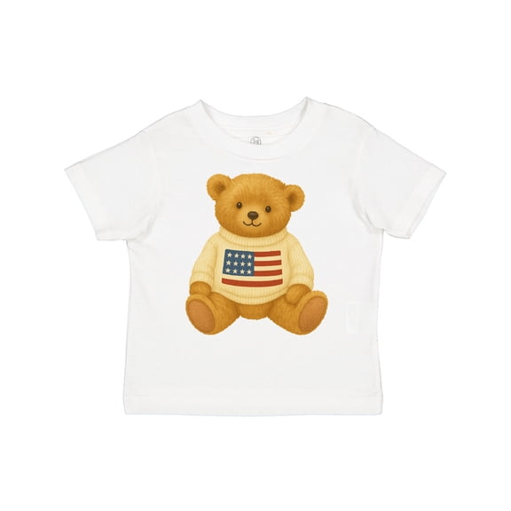 Inktastic Patriotic Bear with American Flag Sweater Boys or Girls Toddler T-Shirt