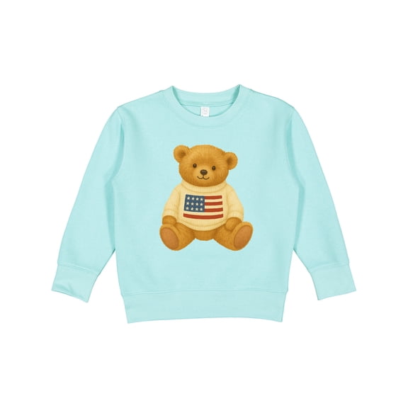Inktastic Patriotic Bear with American Flag Sweater Toddler Sweatshirt