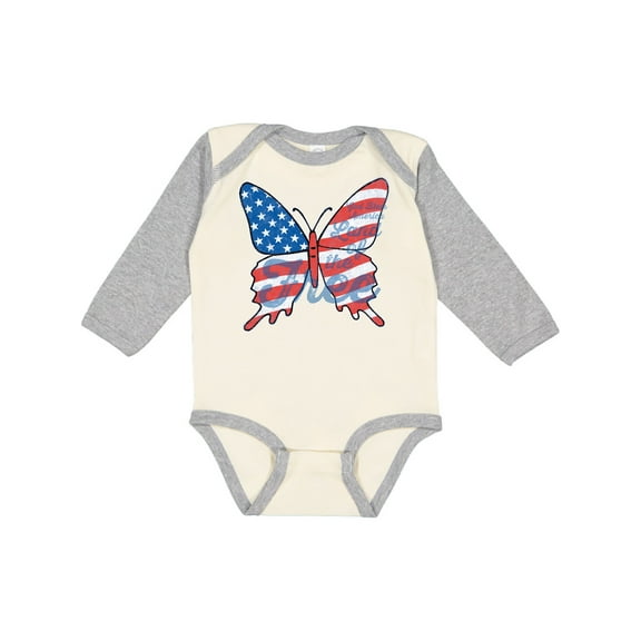 Inktastic Patriotic Butterfly Girls Long Sleeve Baby Bodysuit