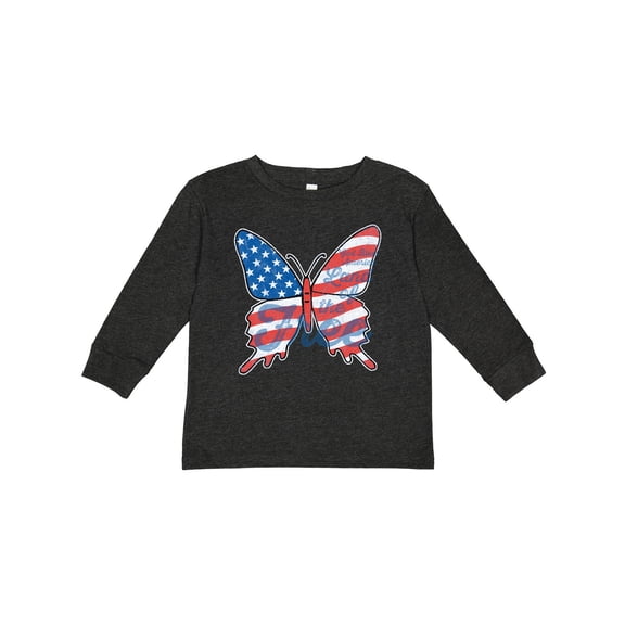 Inktastic Patriotic Butterfly Girls Long Sleeve Toddler T-Shirt