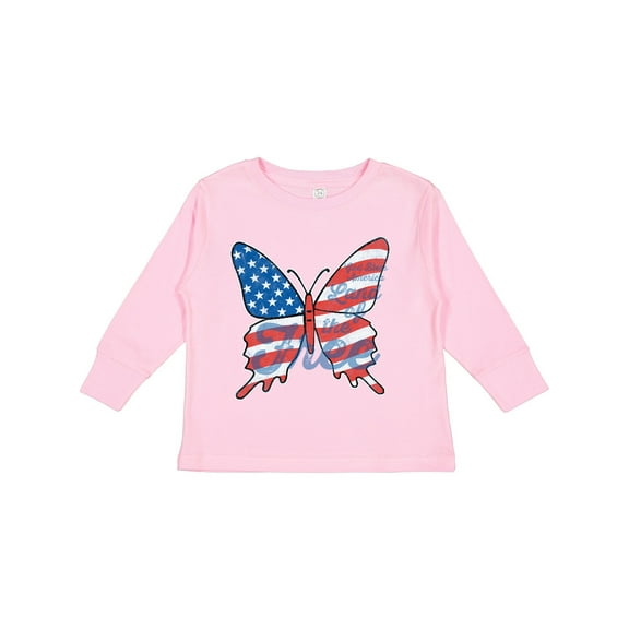 Inktastic Patriotic Butterfly Girls Long Sleeve Toddler T-Shirt