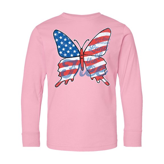 Inktastic Patriotic Butterfly Long Sleeve Youth T-Shirt