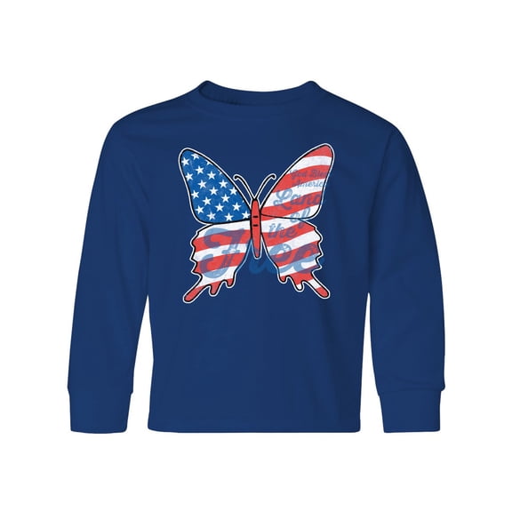Inktastic Patriotic Butterfly Long Sleeve Youth T-Shirt