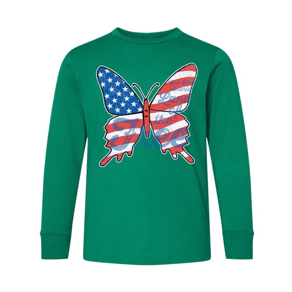 Inktastic Patriotic Butterfly Long Sleeve Youth T-Shirt