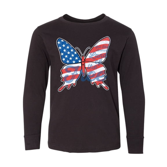 Inktastic Patriotic Butterfly Long Sleeve Youth T-Shirt