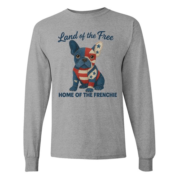 Inktastic Patriotic French Bulldog Land of the Free Long Sleeve T-Shirt