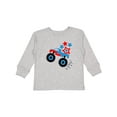 thumbnail image 1 of Inktastic Patriotic Monster Truck with Red and Blue Stars Boys or Girls Long Sleeve Toddler T-Shirt, 1 of 5