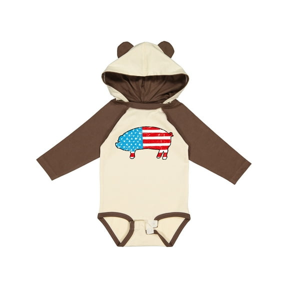 Inktastic Patriotic Pig Boys or Girls Long Sleeve Baby Bodysuit