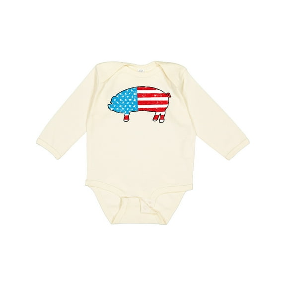 Inktastic Patriotic Pig Boys or Girls Long Sleeve Baby Bodysuit