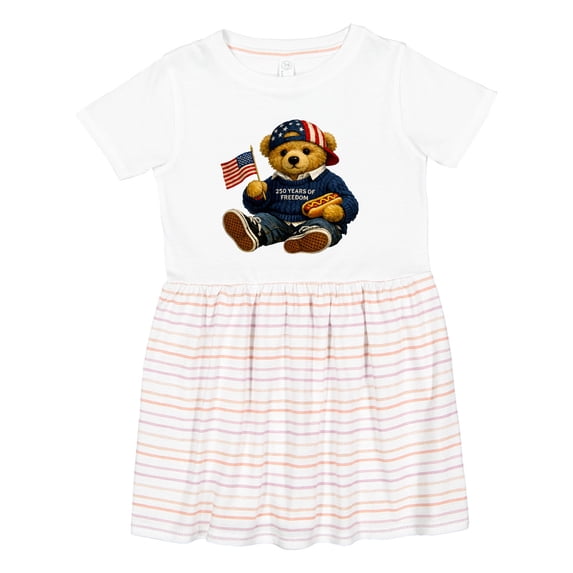 Inktastic Patriotic Teddy Bear 250 Years Celebration Girls Toddler Dress