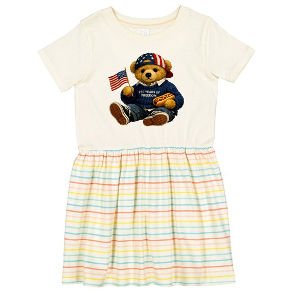 Inktastic Patriotic Teddy Bear 250 Years Celebration Girls Toddler Dress