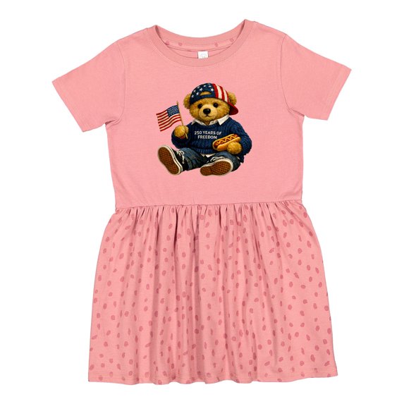 Inktastic Patriotic Teddy Bear 250 Years Celebration Girls Toddler Dress