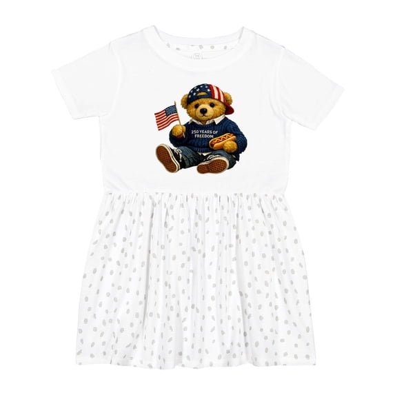 Inktastic Patriotic Teddy Bear 250 Years Celebration Girls Toddler Dress