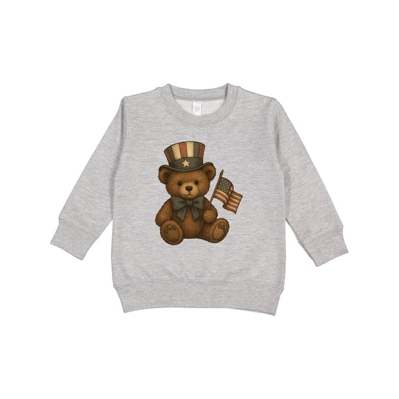 Inktastic Patriotic Teddy Bear Vintage American Flag Hat Toddler Sweatshirt