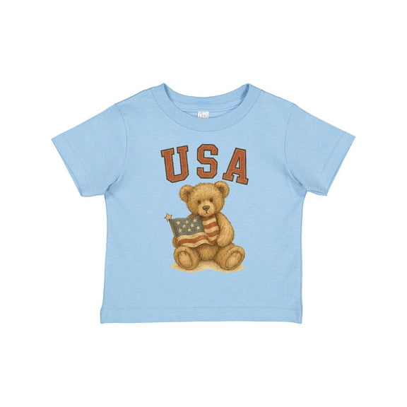 Inktastic Patriotic USA Teddy Bear with American Flag Boys or Girls Toddler T-Shirt