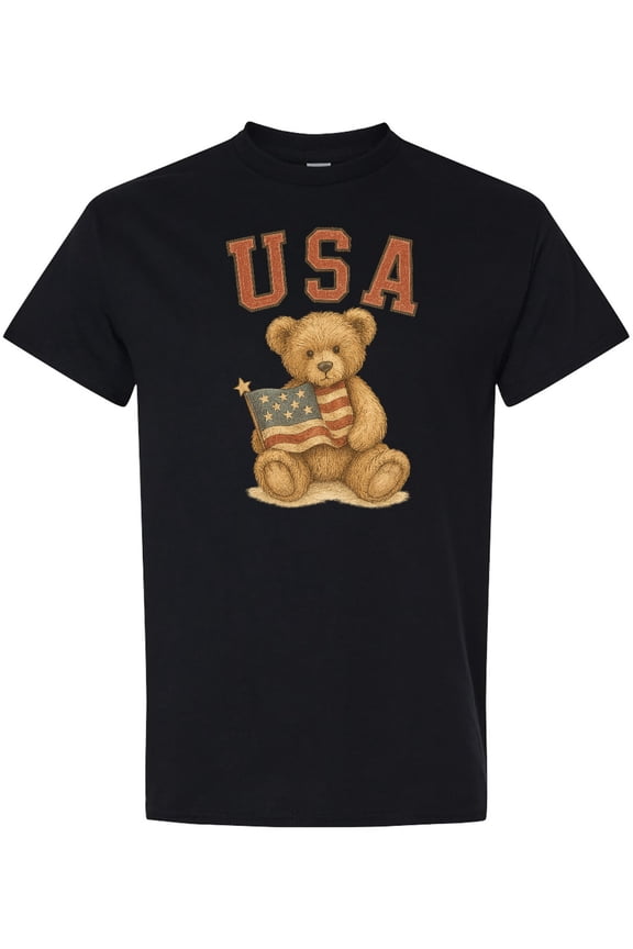 Patriotic USA Teddy Bear with American Flag T-Shirt